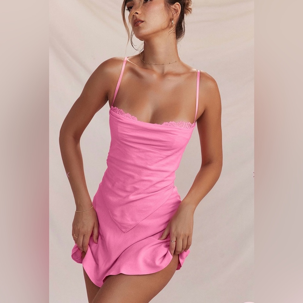 House of CB LIL French Pink Floaty Mini Skirt SIZE L+